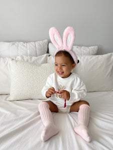 'Little Bunny' Long Sleeve Bubble Romper - Milk