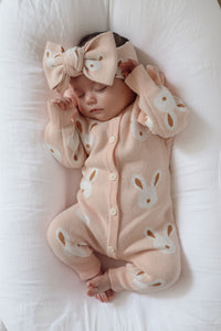 Easter Knit Pink Bunny Romper