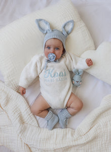 Bunny Ear Knit Bonnet - Powder Blue