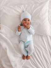 Load image into Gallery viewer, Ribbed Bamboo Zip Growsuit &amp; Beanie Bundle - Sky Blue