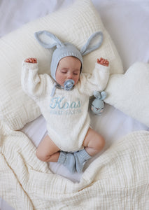 Bunny Ear Knit Bonnet - Powder Blue