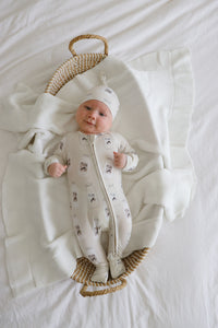 Long Sleeve Bamboo Growsuit - Milk Bottle