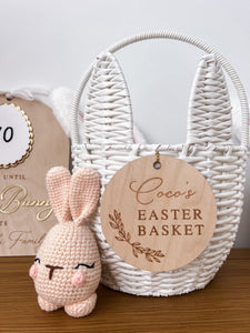 Easter Basket & Tag Bundle - Personalised Tag (Leaf) - Etched Name