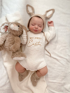 'My First Easter' Long Sleeve Knit Romper - Cloud