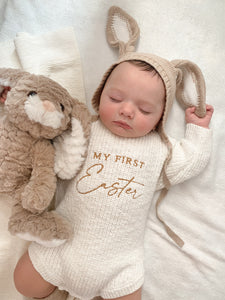 'My First Easter' Long Sleeve Knit Romper - Cloud