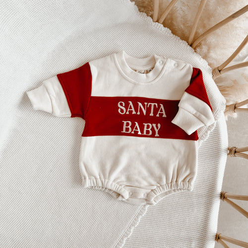 'Santa Baby' Two Toned Long Sleeve Bubble Romper