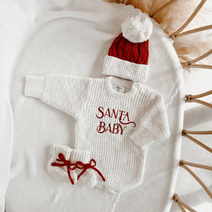 Santa Baby Long Sleeve Knit Bundle - Beanies & Booties (PRE ORDER EST DISPATCH LATE OCT)