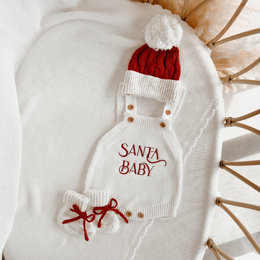 Santa Baby Singlet Knit Bundle - Beanie & Booties (PRE ORDER EST DISPATCH LATE OCT)