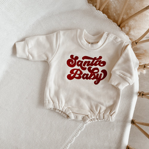 Vintage 'Santa Baby' Long Sleeve Bubble Romper