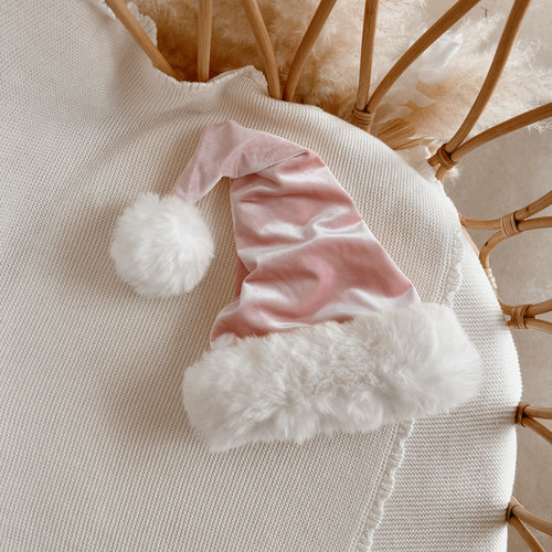 Velvet Santa Hat - Blush