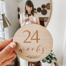 Load image into Gallery viewer, Etched Wooden Pregnancy Milestone Collection - Set of 14 - 10cm