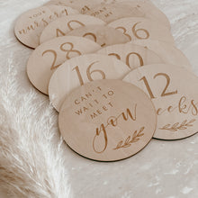 Load image into Gallery viewer, Etched Wooden Pregnancy Milestone Collection - Set of 14 - 10cm