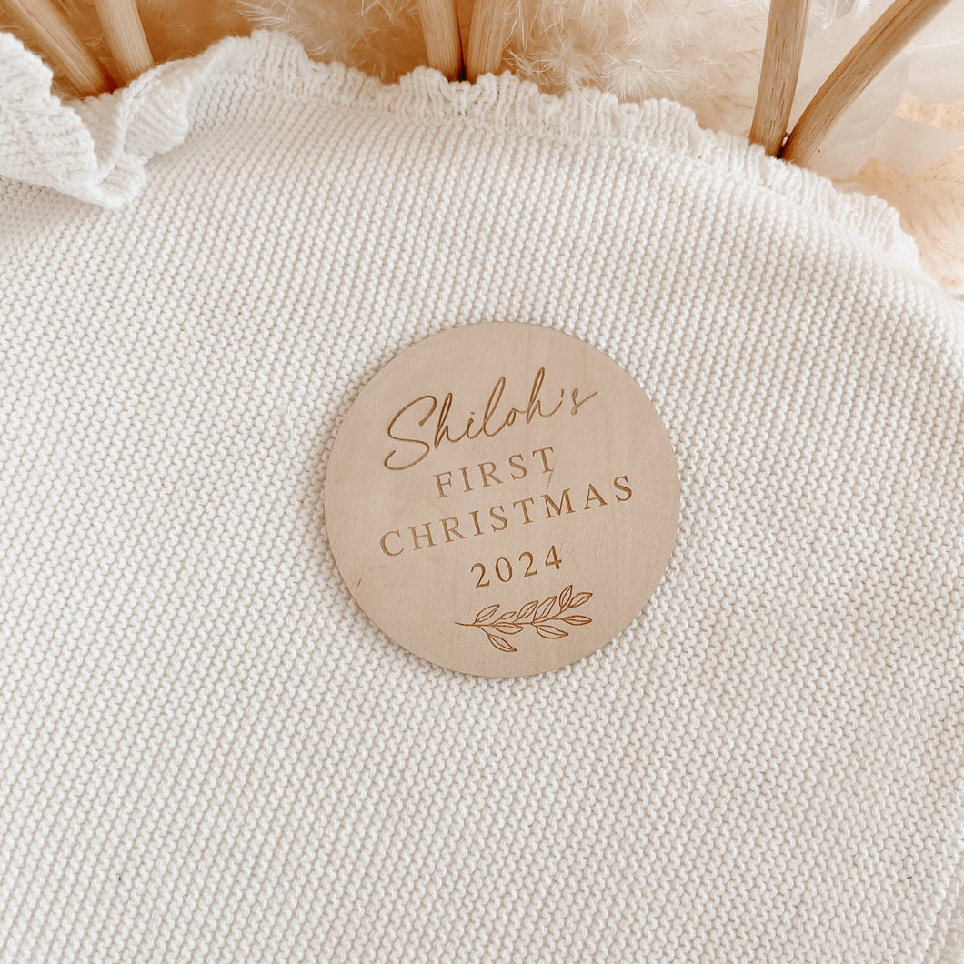 Wooden Personalised 'First Christmas 2024' Plaque