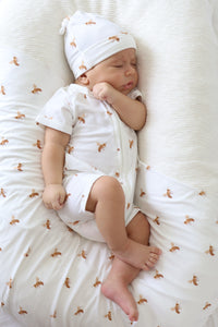 Short Sleeve Bamboo Growsuit & Beanie Bundle - Honey Bee