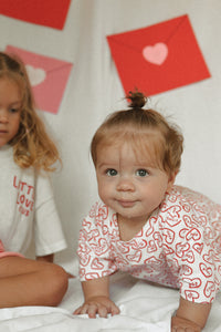 Candy Heart Slouch Romper - Red & White