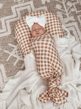 Load image into Gallery viewer, Caramel Gingham Bamboo Jersey Bassinet Sheet/Change Table Cover