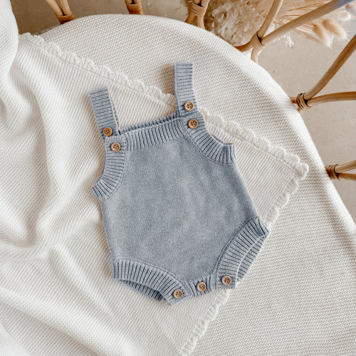 Powder Blue Singlet Mini Knit Romper