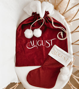 Personalised Santa Sack & Stocking Bundle - Burgundy