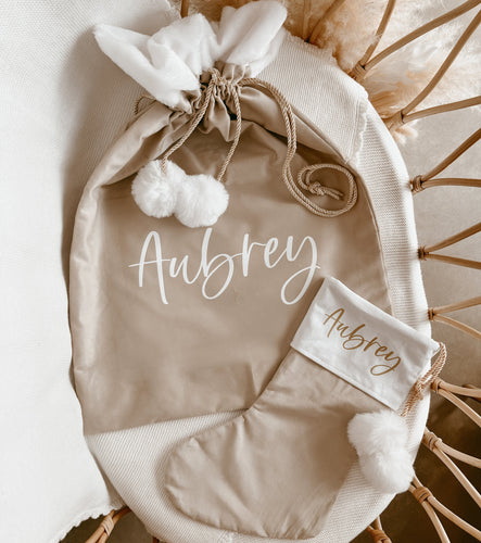 Personalised Santa Sack & Stocking Bundle - Champagne