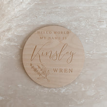 Load image into Gallery viewer, &#39;Hello World My Name Is&#39; Custom Etched Wooden Name Plaque - 15cm