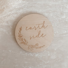 Load image into Gallery viewer, &#39;Earth Side&#39; Etched Wooden Plaque - Leaf/Floral/Moon - 15cm